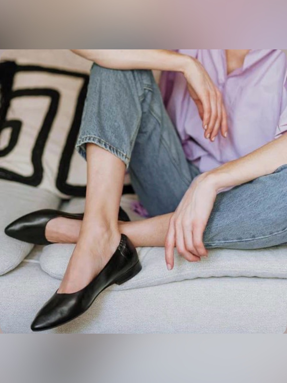 Poppy Barley Black Pointed Ballet Flats with Gathered Heel